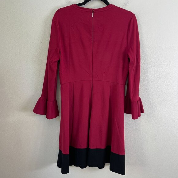 Kate Spade Womens Large Colorblock Bell Sleeve Ponte Dress Cranberry Cocktail - Picture 9 of 13